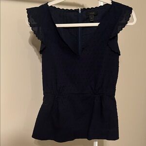 J. Crew Dark Blue Cap Sleeve Blouse